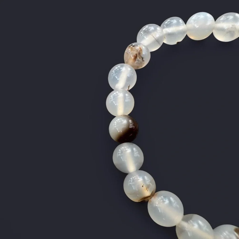 Flower Agate Gemstone Bead Bracelet 8mm